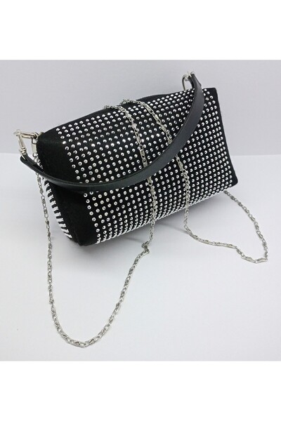 stilyy Black Mini Bag with Shiny Stone Detail