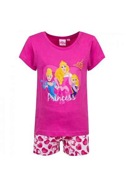 DİSNEY PRİNCESS Pijamale scurte fete, Disney Princess ,Alb/fucsia, 5 ani
