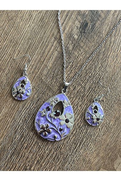Büyük Hanım Vintage Style Embossing Metal Necklace Earrings Set