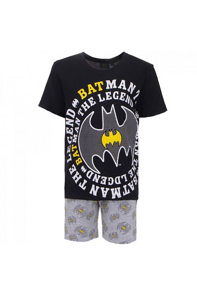 Batman Pijama Batman The Legend, 6 ani/116 cm, maneca scurta, negru/gri