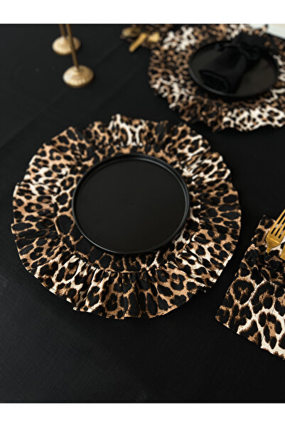 KaiHome Leopard Linen - Frilly Round Supla 2 Pc