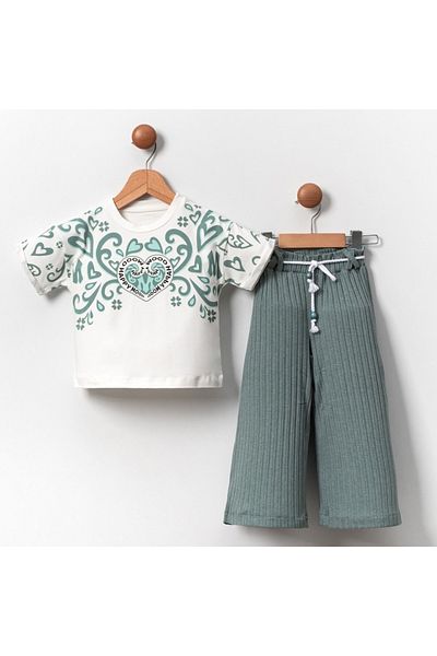 s.t. sebat tekstil Short Sleeve Badi, Belmando Long Pants Girls Set Sb2120