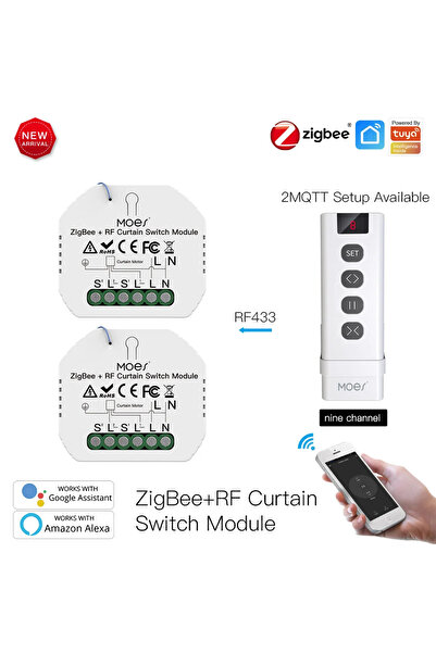 Choice وحدة تحكم ستائر ذكية بتقنية ZigBee RF433 من MoesHouse، مكونة من وحدتين...