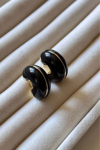 H&S AKSESUAR Curved Pearlescent Chubby Colorful Earrings