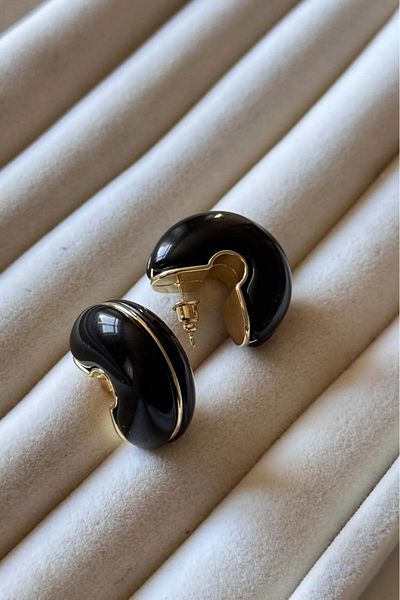 H&S AKSESUAR Curved Pearlescent Chubby Colorful Earrings