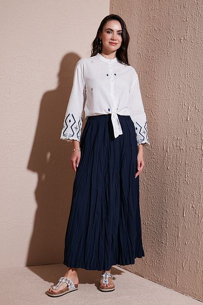 Lela Modest Cotton Blend Regular Fit Wrinkled Look Long Hijab Skirt Skirt 6698042