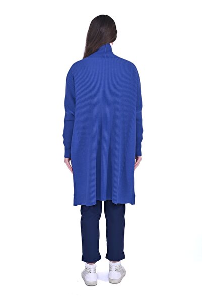 Invee 7077 Yün Karışımlı Indigo Hırka