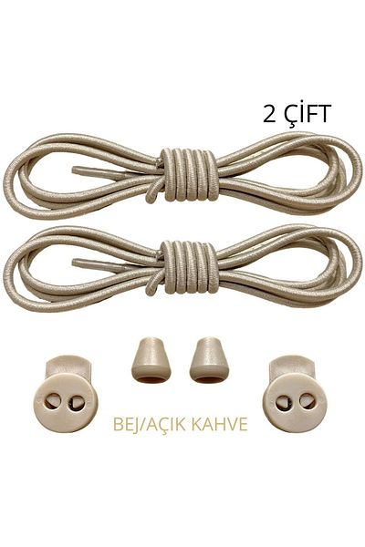 Mawrond 2Pairs--Round Laces, Lock-And-Release, No Tie Needed , 100cm, Elastic Shoelaces