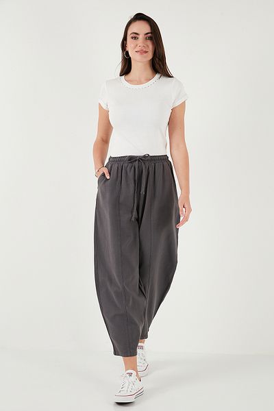 Lela Cotton Relaxed Fit Normal Waist Shrinkable Leg Pants Pants 668Yp5198