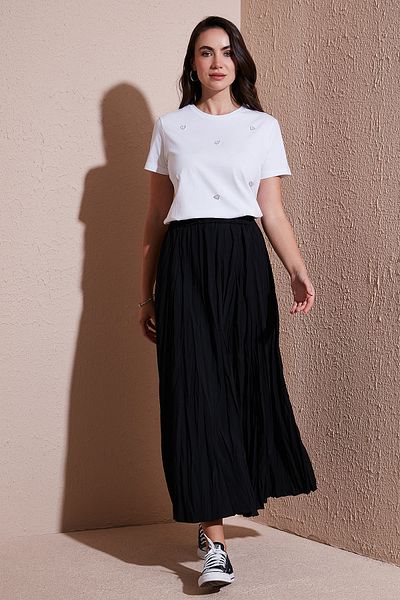 Lela Modest Cotton Blend Regular Fit Wrinkled Look Long Hijab Skirt Skirt 6698042