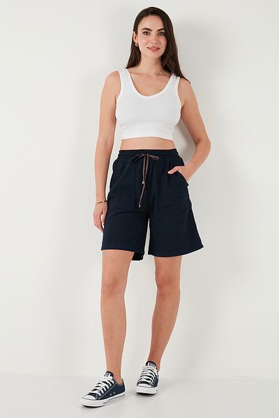 Lela Cotton Relaxed Fit High Waist Pocket Mini Shorts Shorts 668Yp5384