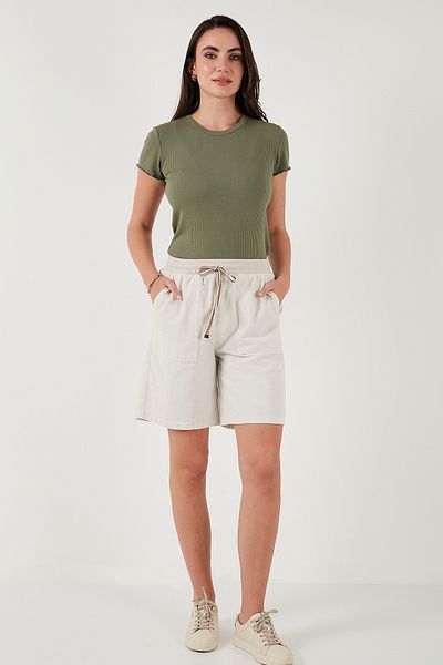 Lela Cotton Relaxed Fit High Waist Pocket Mini Shorts Shorts 668Yp5384