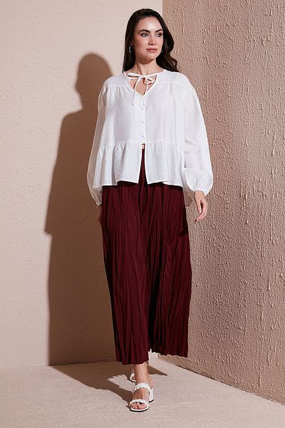 Lela Modest Cotton Blend Regular Fit Wrinkled Look Long Hijab Skirt Skirt 6698042