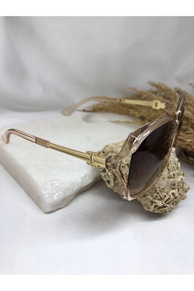 TD TRENDDURAGI Ovela Round Light Transparent Brown Women's Sunglasses