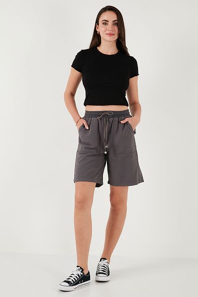 Lela Cotton Relaxed Fit High Waist Pocket Mini Shorts Shorts 668Yp5384