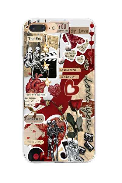 moonset Iphone 7 Plus / 8 Plus Uyumlu Kolaj Tasarımlı Baskılı Şeffaf Telefon ...