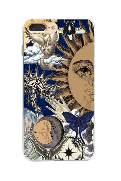 moonset Iphone 7 Plus / 8 Plus Uyumlu Güneş Kolaj Tasarımlı Baskılı Şeffaf Te...