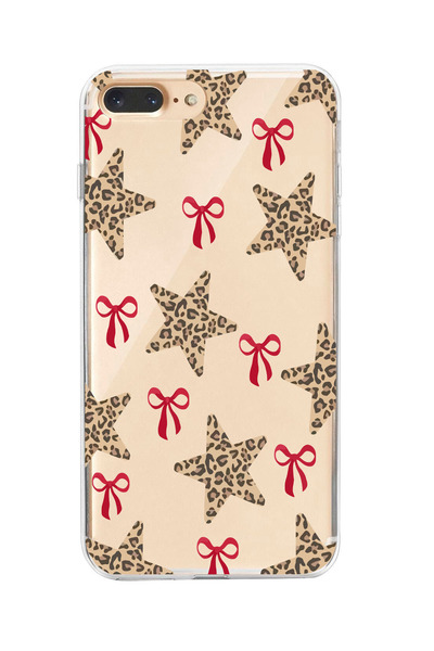 moonset Iphone 7 Plus / 8 Plus Uyumlu Yıldız ve Fiyonk Tasarımlı Baskılı Şeff...