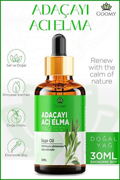 GOOMY Adaçayı (Acı Elma) Yağı Distilasyon %100 Doğal Bitkisel Uçucu Yağ Sage ...