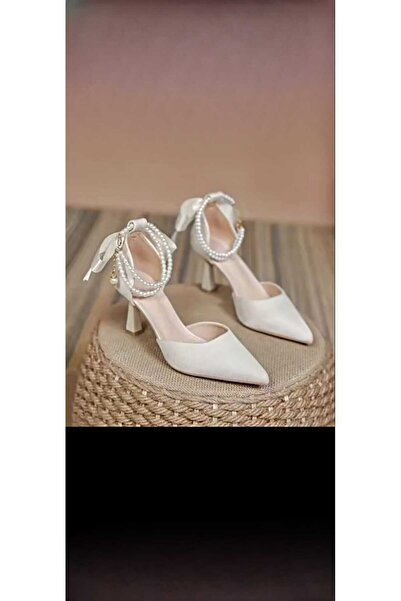 Modavien Pantofi de mireasa de dama 7 cm bej cu perle