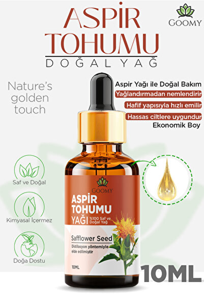 Aspir Tohumu Yağı Soğuk Sıkım %100 Doğal Bitkisel Sabit Yağ Safflower Seed Oil 10ml