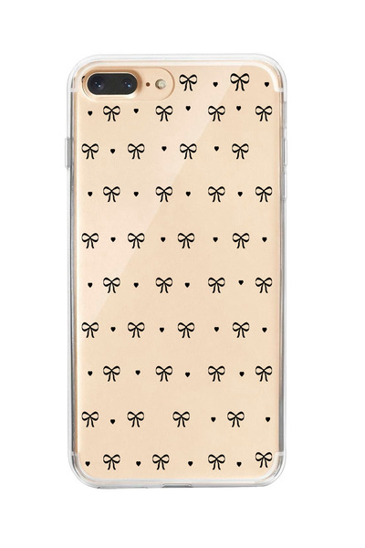 moonset Iphone 7 Plus / 8 Plus Uyumlu Kurdele Tasarımlı Baskılı Şeffaf Telefo...