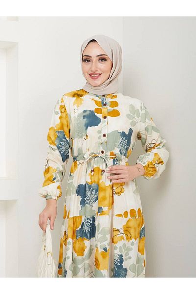 Plenty Stylish Casual Flight Flight Waist Lace up Buttoned Long Dress