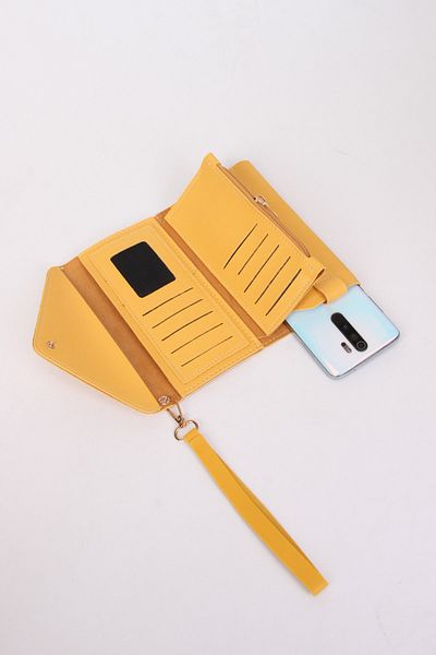 MILANOFOX Hand Strap Phone and Coin Compartment Envelope Model Soft Leather Multi Compartment Card Holder Wallet