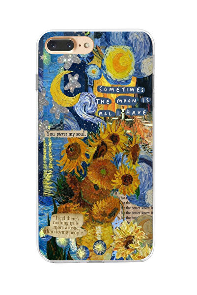 moonset Iphone 7 Plus / 8 Plus Uyumlu Van Gogh Tasarımlı Baskılı Şeffaf Telef...