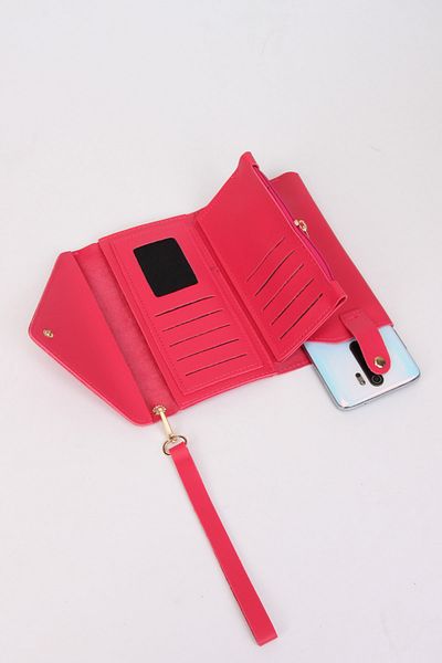 MILANOFOX Hand Strap Phone and Coin Compartment Envelope Model Soft Leather Multi Compartment Card Holder Wallet