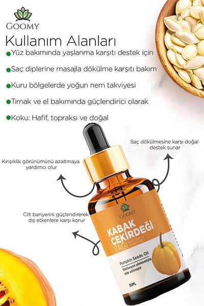 GOOMY Pumpkin Seed Oil Cold Pressed 100% Natural Herbal Fixed Oil Pumpkin Seed Oil 30ml