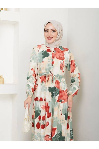 Plenty Stylish Casual Flight Flight Waist Lace up Buttoned Long Dress