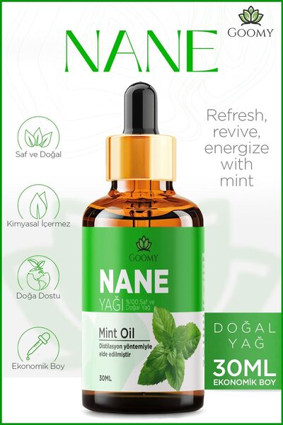 GOOMY Nane Yağı Distilasyon %100 Doğal Bitkisel Uçucu Yağ Peppermint Oil 30ml