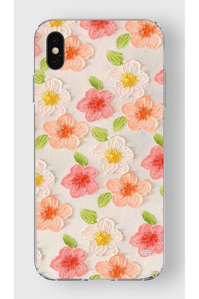 moonset Iphone XS Max Uyumlu Çiçek Tasarımlı Baskılı Şeffaf Telefon Kılıfı
