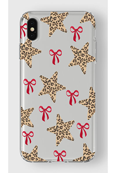 moonset Iphone X / XS Uyumlu Yıldız ve Fiyonk Tasarımlı Baskılı Şeffaf Telefo...