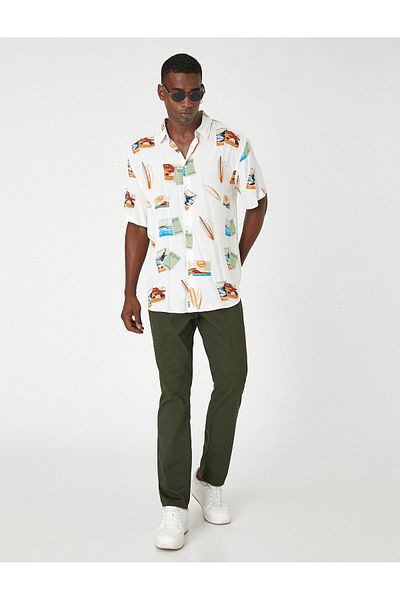 Koton Basic Gabardine Trousers Buttoned Pocket Cotton