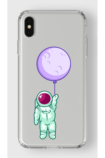 moonset Iphone X / XS Uyumlu Astronot Tasarımlı Baskılı Şeffaf Telefon Kılıfı