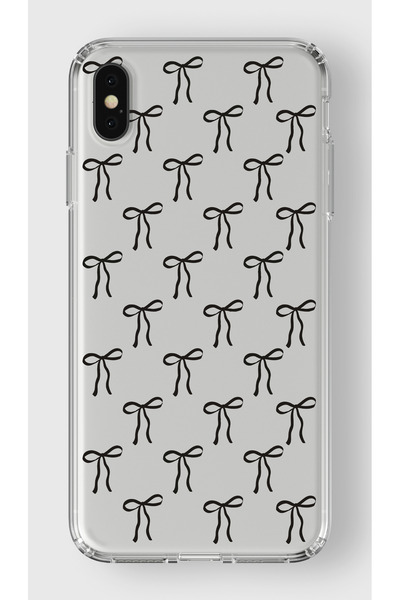 moonset Iphone X / XS Uyumlu Siyah Fiyonk Tasarımlı Baskılı Şeffaf Telefon Kı...