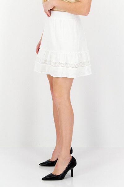 BB Dakota by Steve Madden Women Textured Mini Skirt, White