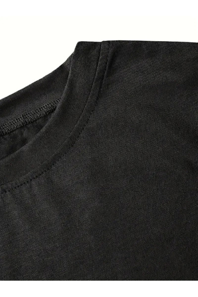 fourblack Tricou unisex oversize negru cu imprimeu fundă Aesco - Negru