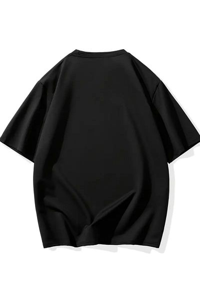 COTTONLAB Μπλουζάκι με στάμπα Oversize Crew Neck - Μαύρο