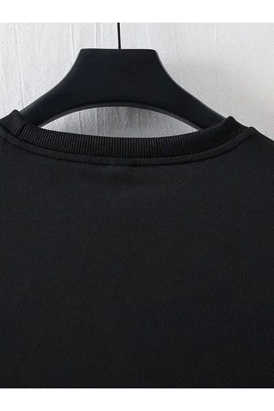 COTTONLAB Μπλουζάκι με στάμπα Oversize Crew Neck - Μαύρο