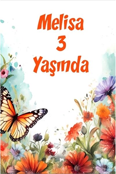 Reysa Tasarım 35x50 سم رمادي برتقالي فراشة تحت عنوان عيد ميلاد راية