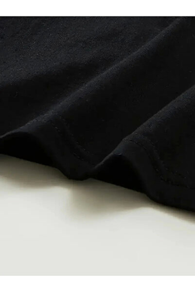 JANES Футболка з принтом з великою горловиною для екіпажу - чорний