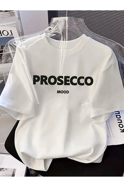Moka Shopin Tricou oversize cu decolteu cu imprimeu MokaShopin - alb