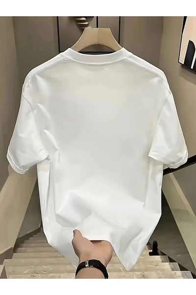 modaserdem Tricou oversize cu decolteu cu imprimeu - alb
