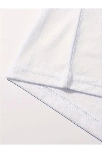 modaserdem Tricou oversize cu decolteu cu imprimeu - alb
