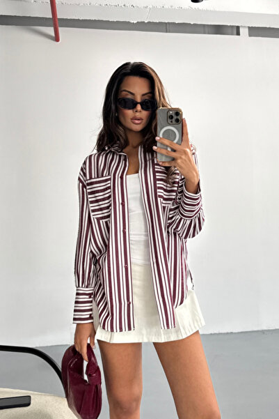 Kokosh moda Cămașă cu dungi - Burgundy