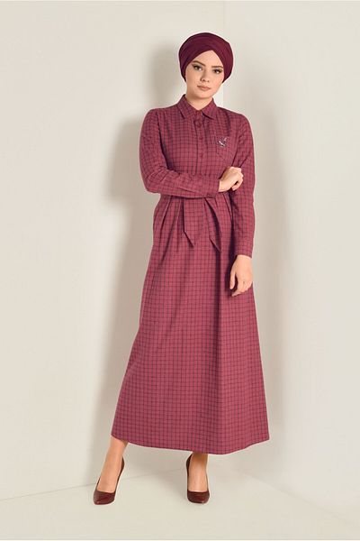 Alvina Plaid Patterned Belted Dress 4681