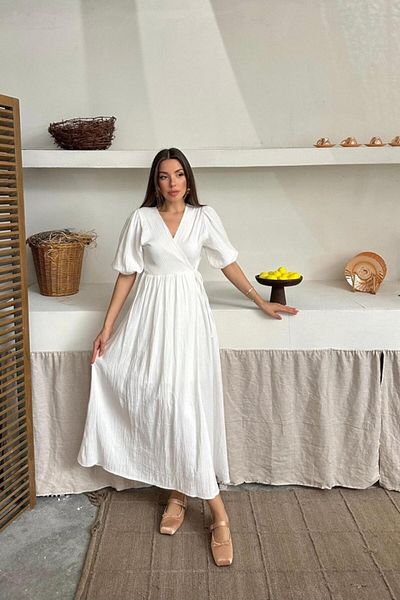 isez Gelirr Ecru Muslin Long Dress